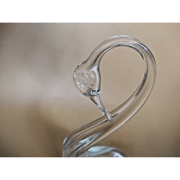 Duncan Miller Hand Blown Clear Glass Swan Trinket/Candy/Nut Bowl 7" x 7" x 3" - Picture 2 of 12